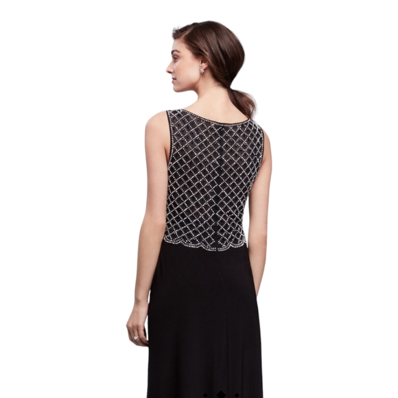 Cachet Caviar Beaded Bodice Dress, Size 6, Black & Silver Metallic - Picture 2 of 6